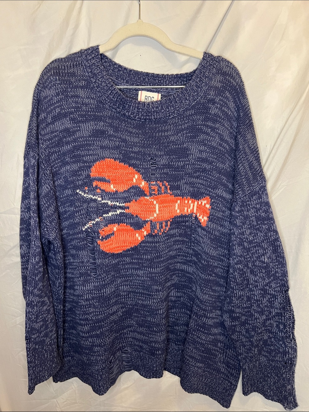 BDG Urban Outfitters Kurt Lobster Graphic Distressed Oversized Sweater - Picture 3 of 13